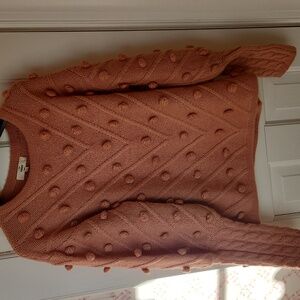 Entro NWOT Camel Color Textured Crew Neck Sweater